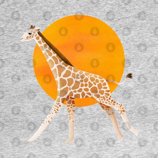 Giraffe and Sun | Color Illustration by DrawingEggen